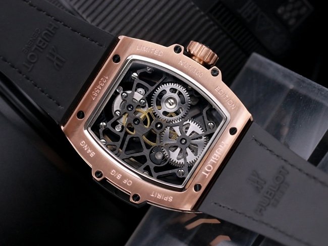 Hublottop-tier replica watch men's black dial black belt MASTERPIECE series tourbillon mechanical leather strap watch movement picture