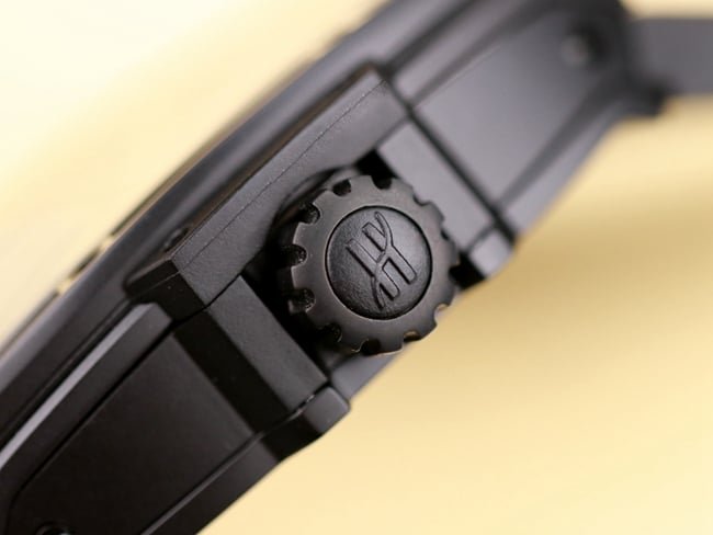 Hublot top-tier replica watch men's black dialrubber strap manual winding tourbillon mechanical MASTERPIECE series watch detail shots