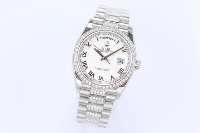 EW Factorytop-tier replicaRolexhigh-quality replica watch men's white dialsteel braceletDatejust series automatic movement watch front view