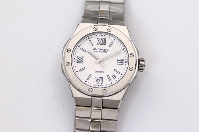 Chopardreplica watch men's white dialsteel bracelet Alpine Eagle ALPINE EAGLE series automatic movement watch front view