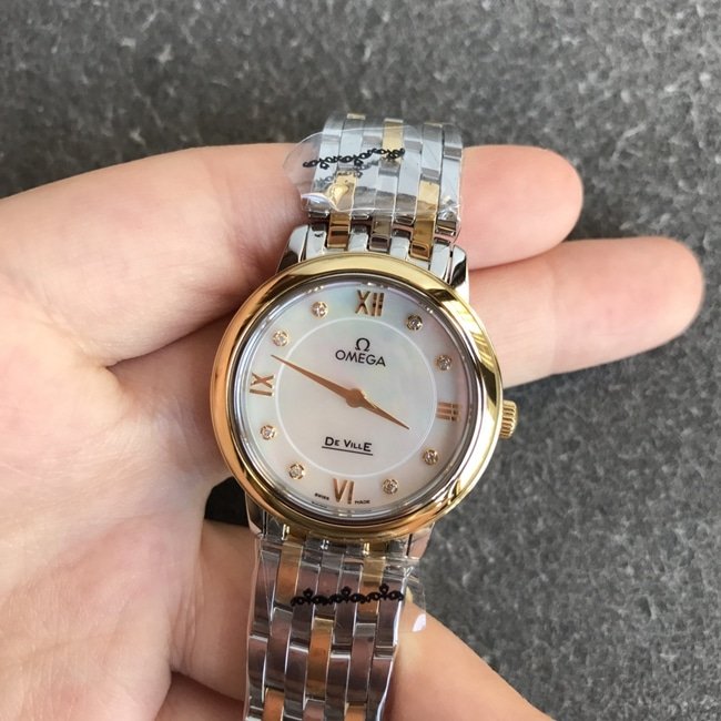 DK factory top-tier replicaOmegahigh-quality replica watch women's white dial Diefei series quartzsteel bracelet watch front view