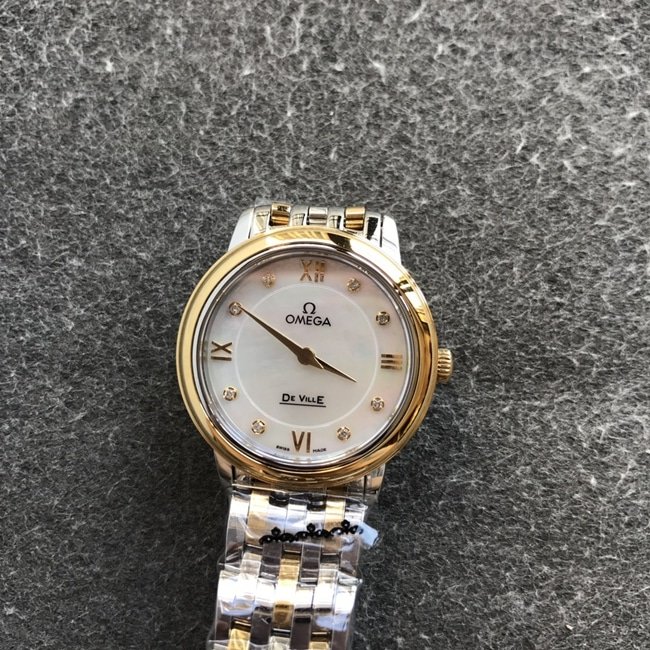 DK factory top-tier replicaOmegahigh-quality replica watch women's white dial Diefei series quartzsteel bracelet watch front view