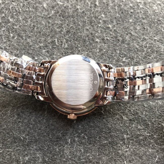 DK factory top-tier replicaOmega super a watch women's white dial gold steel bracelet natural real diamond butterfly series quartz watch back cover picture
