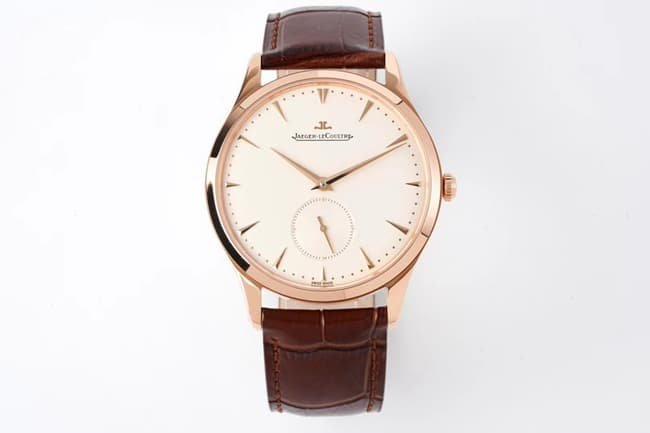 ZF Jaeger-LeCoultre Replica Master Ultrafino masculino mostrador branco pulseira de couro marrom relógio de quartzo de pequenos segundos com silhueta fina e detalhes excepcionais — luxury replica watch guide | Watch Replica Expert