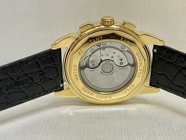 top-tier replica watch Patek Philippe women's white dial black belt complex chronograph function series leather strap watch movement picture