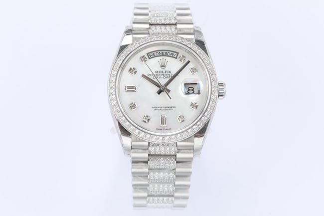 EW Rolex Masculino Disco Branco Cinto de Aço Super Clone Relógio Mecânico Day-Date – Artesanato Premium 2021 — detailed review and buying guide | Watch Replica Expert