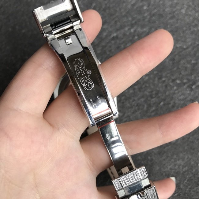 top-tier replica watch Rolex men's black dial black belt Submariner series fully automatic movementleather strap watch clasp picture