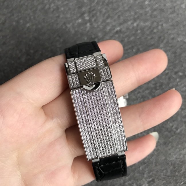 top-tier replica watch Rolex men's black dial black belt Submariner series fully automatic movementleather strap watch clasp picture