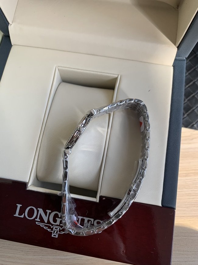 top-tier replica watch Longines women's white dialsteel bracelet casual fashion quartz Jialan series watch clasp picture