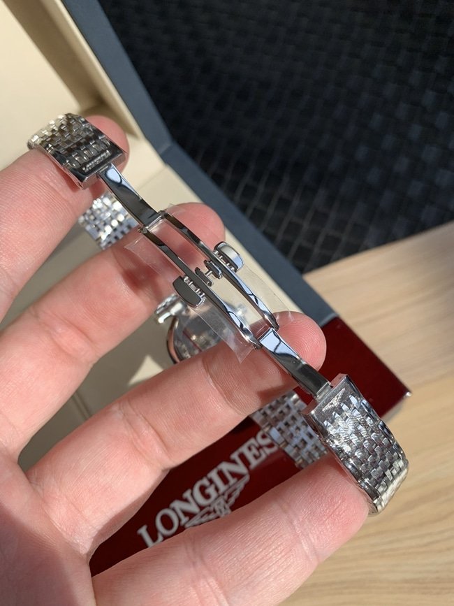 top-tier replica watch Longines women's white dialsteel bracelet casual fashion quartz Jialan series watch clasp picture