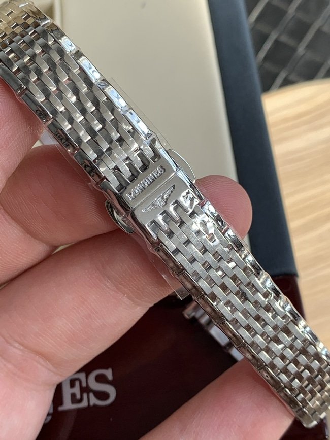top-tier replica watch Longines women's white dialsteel bracelet casual fashion quartz Jialan series watch clasp picture
