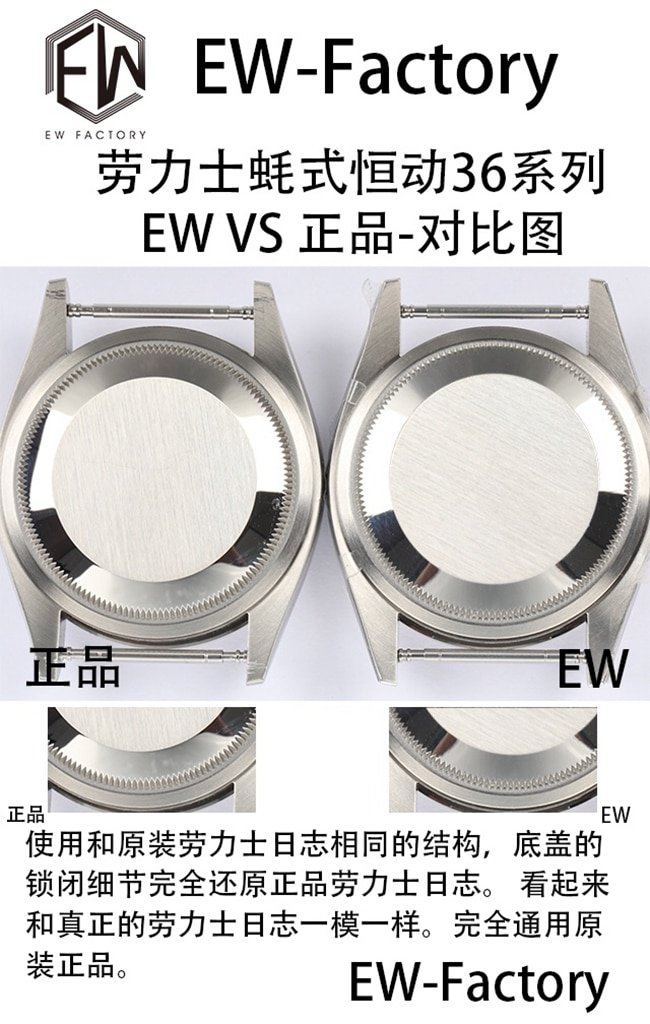 EWRolex Oyster Perpetual 36 series replica watch genuine and fake comparison review bottom cover comparison chart