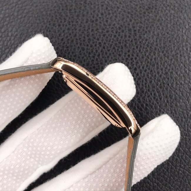 YF factory top replica watches Hermes women's white disk brown belt square steel belt quartz watch side view