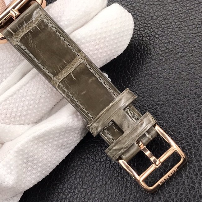 YF factory top replica watches Hermes women's white disk brown belt square steel belt quartz watch buckle figure