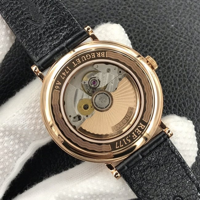 top-tier replica watch classic series white dial black belt mechanical leather strap men's watch movement picture