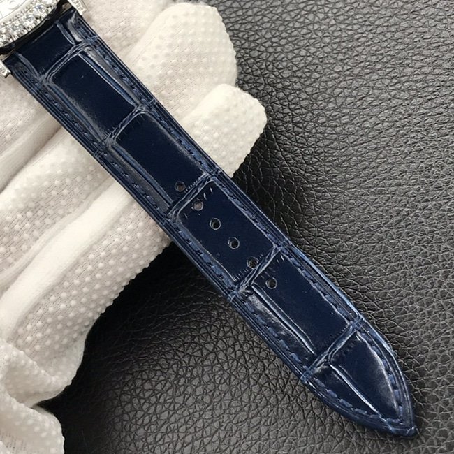 GF Factorytop-tier replica watch Jaeger-LeCoultre women's white dial blue belt dating series leather strap watch leather strap picture
