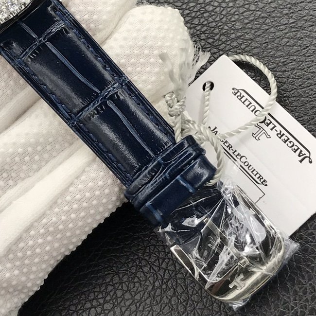 GF Factorytop-tier replica watch Jaeger-LeCoultre women's white dial blue belt dating series leather strap watch clasp picture