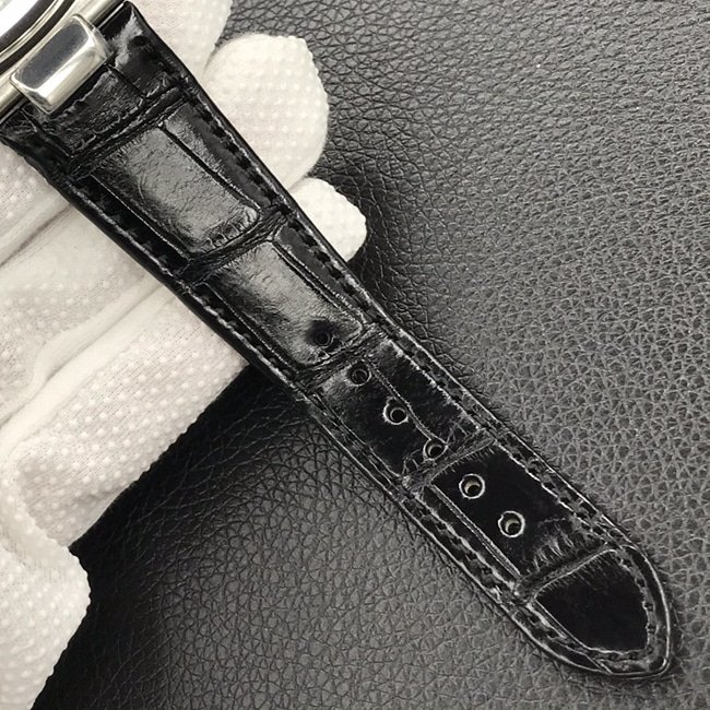3k factory top-tier replica watch Patek Philippe men's green dial black belt Nautilus series leather strap watch leather strap picture