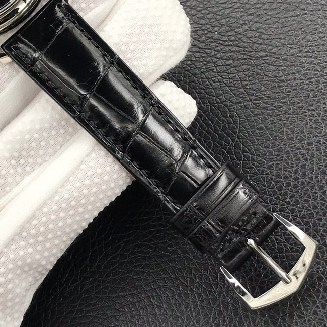 3k factory top-tier replica watch Patek Philippe men's black dial black belt automatic movementleather strap watch clasp picture