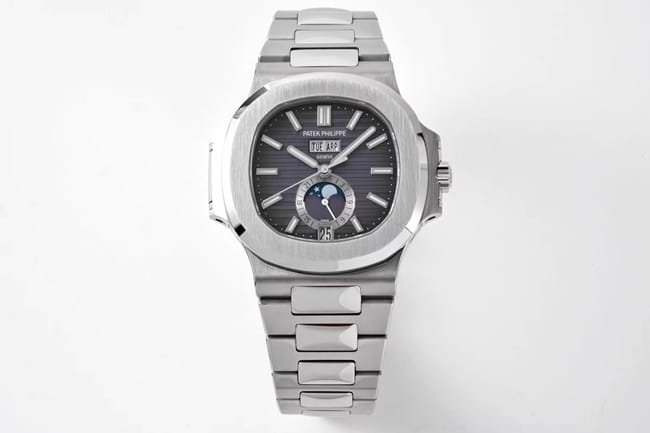 PPF Patek Philippe Sports Elegance Masculino 1:1 Super A Super Clone Relógio Ref. 5726/1A-001 Pulseira de aço com mostrador azul-preto fase da lua — luxury replica watch guide | Watch Replica Expert