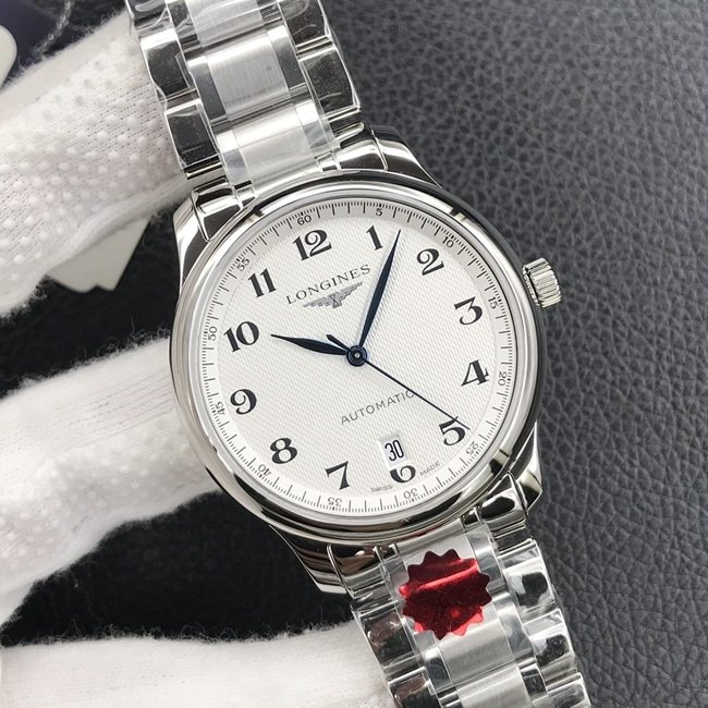 KL factory top-tier replica watch Longines men's white dialsteel bracelet famous series L2.628.4.78.6 automatic movement watch front view