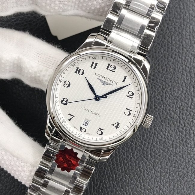 KL factory top-tier replica watch Longines men's white dialsteel bracelet famous series L2.628.4.78.6 automatic movement watch front view