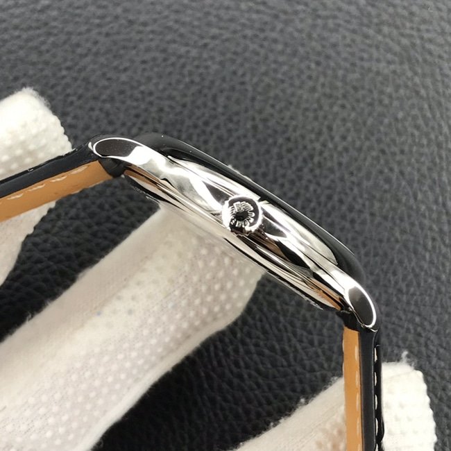 KL factory top-tier replica watch Longines automatic movement famous series dial brown belt leather strap watch side view