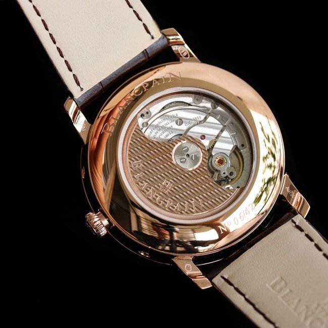 top-tier replica watch Blancpain classic series 6656 men's white dial brown belt automatic movementleather strap watch movement picture