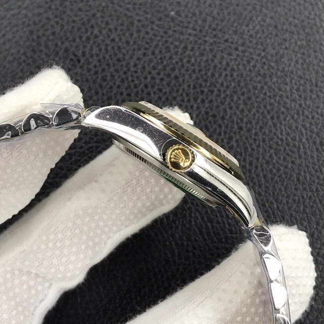 top-tier replica watch Rolex women's Datejust 31MM white dial gold band mechanical watch side view