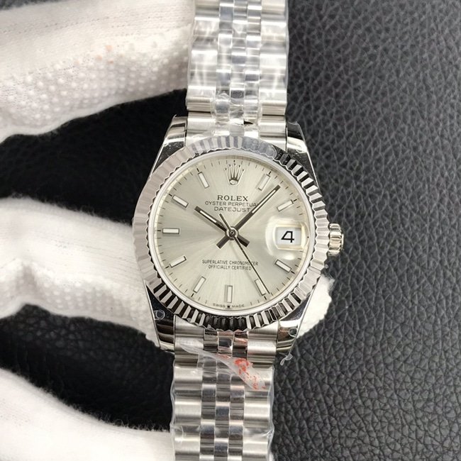 Rolex women's top-tier replica watch Datejust 31MM white dialsteel bracelet mechanical watch front view