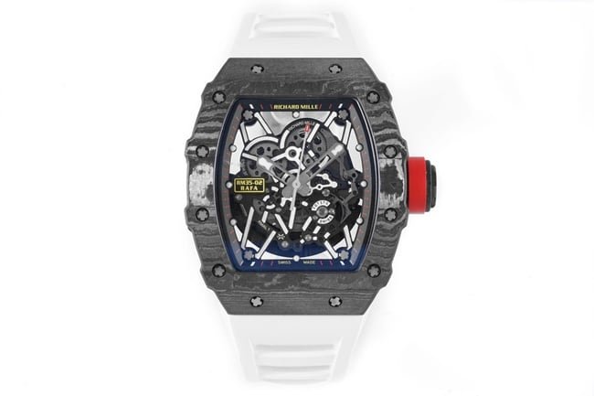 ZF Factorytop-tier replica watch Richard Mille men's black dialrubber strapautomatic movement watch front view
