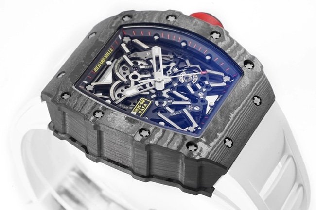 ZF Factorytop-tier replica watch Richard Mille men's black dialrubber strapautomatic movement watch front view