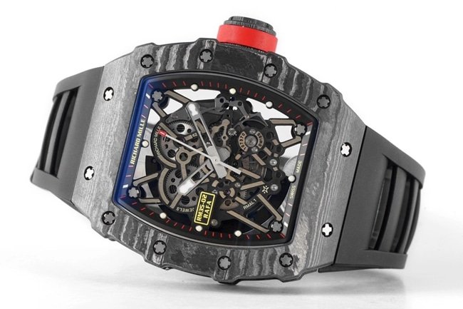 ZF FactoryRichard Milletop-tier replica watch automatic movement men's black dial black rubber strap watch front view