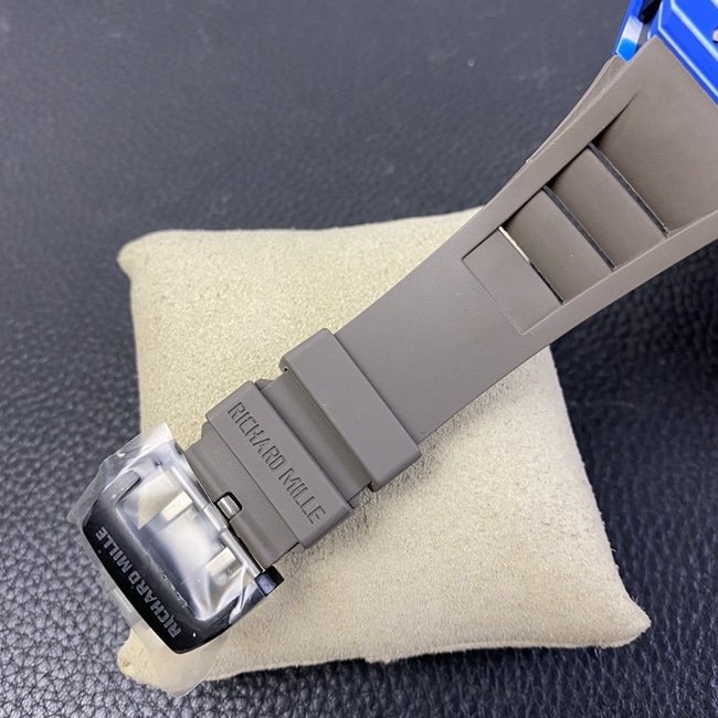 JB factory top-tier replica watch Richard Mille genuine tourbillonRM52-01 men's white dial black rubber strap mechanical watch clasp picture