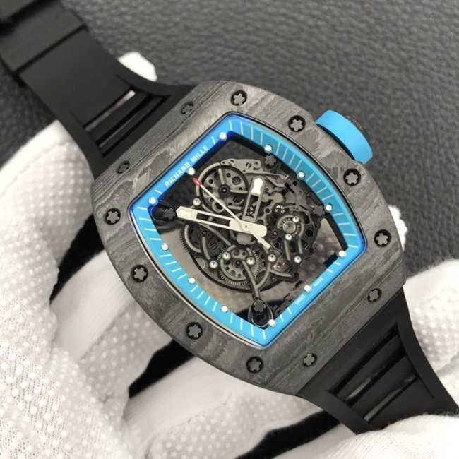ZFRichard Milletop-tier replica watch men's black dial black rubber strap global limited edition automatic movement watch front view