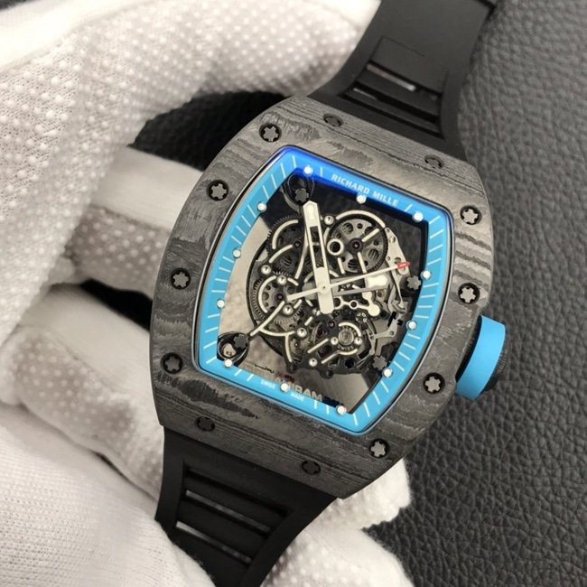 ZFRichard Milletop-tier replica watch men's black dial black rubber strap global limited edition automatic movement watch front view