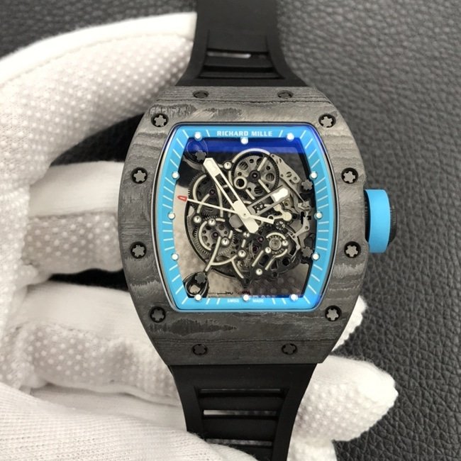 ZFRichard Milletop-tier replica watch men's black dial black rubber strap global limited edition automatic movement watch front view