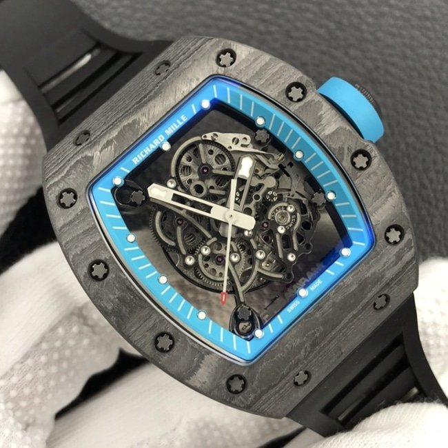 ZFRichard Milletop-tier replica watch men's black dial black rubber strap global limited edition automatic movement watch front view