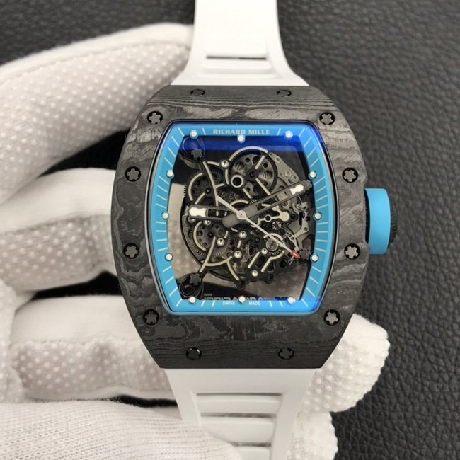 ZF Factorytop-tier replica watch Richard Mille men's black dial white rubber strap limited edition mechanical watch front view