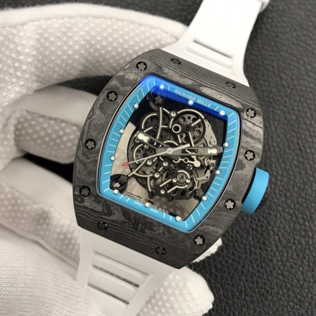 ZF Factorytop-tier replica watch Richard Mille men's black dial white rubber strap limited edition mechanical watch front view