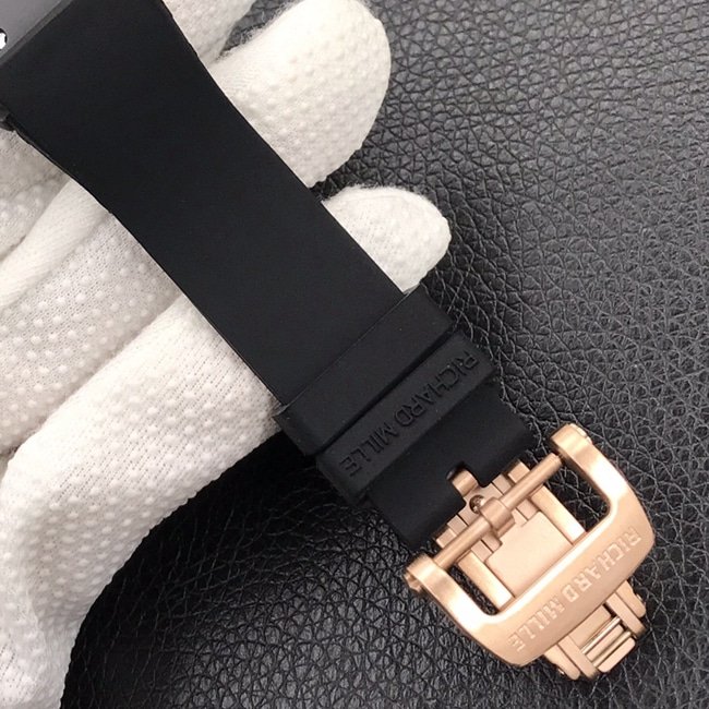 Richard Milletop-tier replica watch ladies black dial black rubber strapbon bon series mechanical watch clasp picture