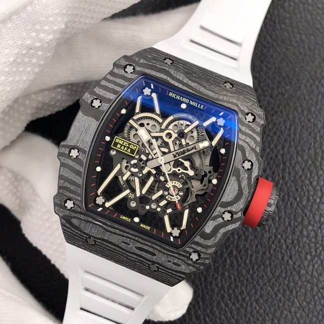 ZF Factorytop-tier replica watch Richard MilleRM035-2black dial white rubber strapautomatic movement watch front view