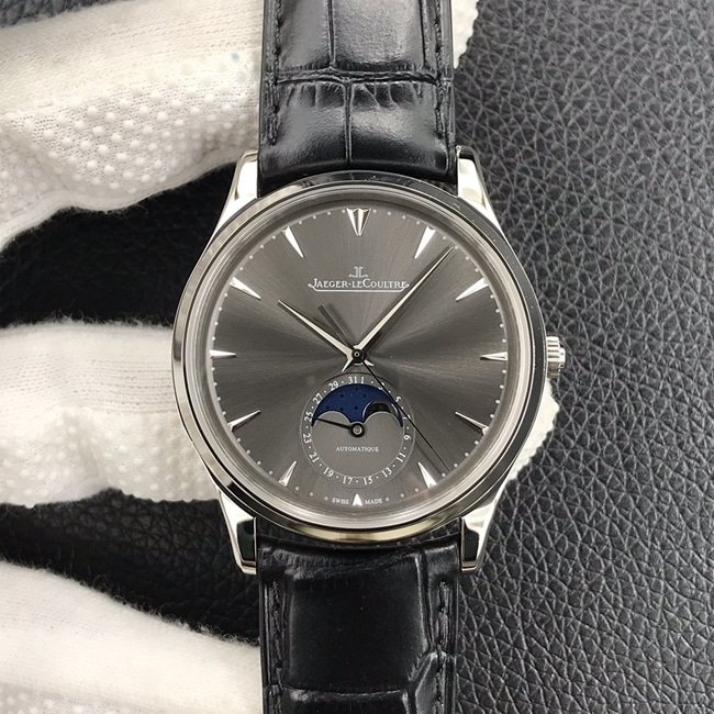 Gf jaeger-lecoultre moon phase master series masculino mostrador preto pulseira preta relógio mecânico automático com moldagem cnc de precisão — luxury replica watch guide | Watch Replica Expert