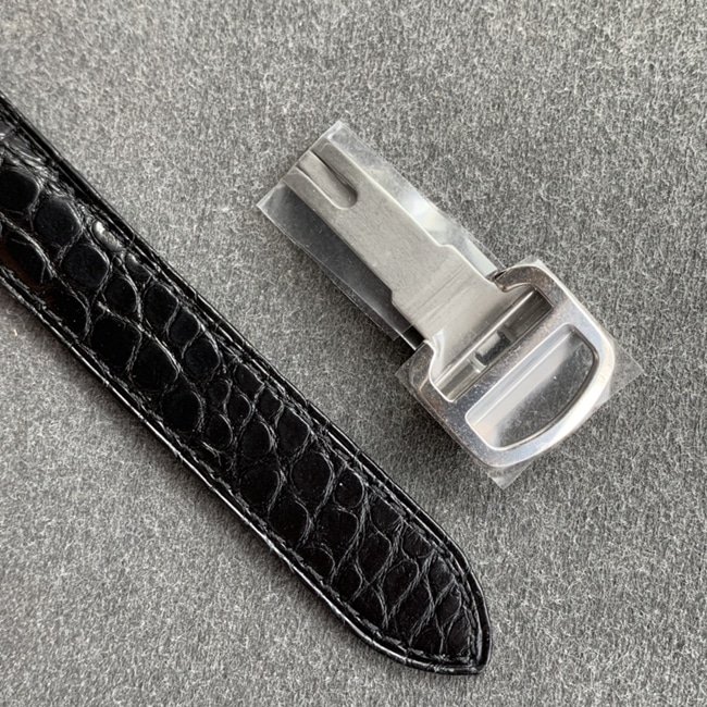K11 factory top-tier replica watch Cartier women's white dial black belt tank series leather strap watch detail shots