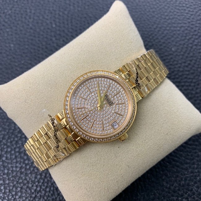 top-tier replica watch Piaget gold plate gold steel braceletquartz watch front view