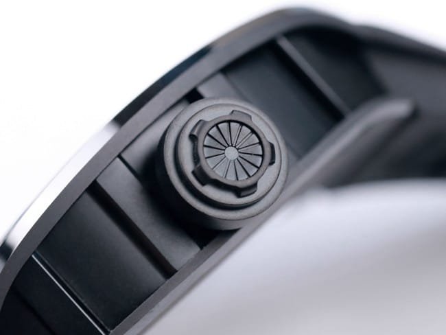 JB factory Richard Milletop-tier replica watch automatic movement genuine tourbillon men's white dialrubber strap watch side view
