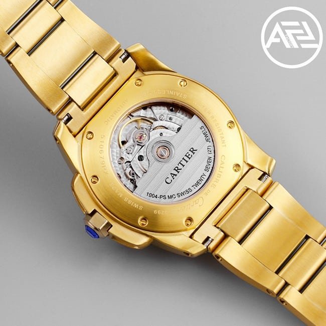 top-tier replica watch Cartier men's gold plate gold steel bracelet automatic movement Kalibo series watch movement picture