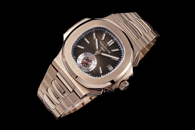 3K Factory Patek Philippe Replica Watches Men's Black Plate Steel Strap Nautilus Multifunction Chronograph Watch Front View
