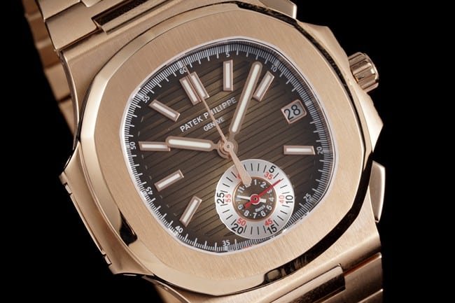 3K Factory Patek Philippe Replica Watches Men's Black Plate Steel Strap Nautilus Multifunction Chronograph Watch Front View