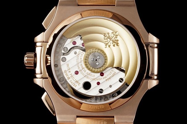 Patek Philippetop-tier replica watch multifunctional chronograph men's black dialsteel braceletNautilus series watch movement picture